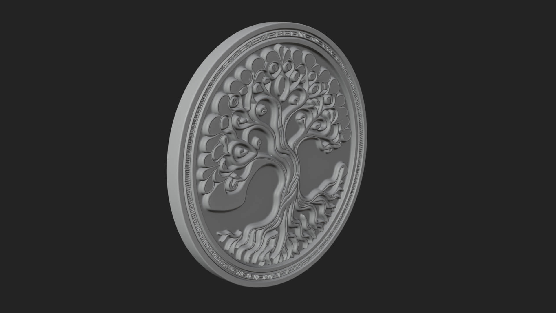 Tree of Life Oval Plaque Design 6 3D Print Model 3D Model
