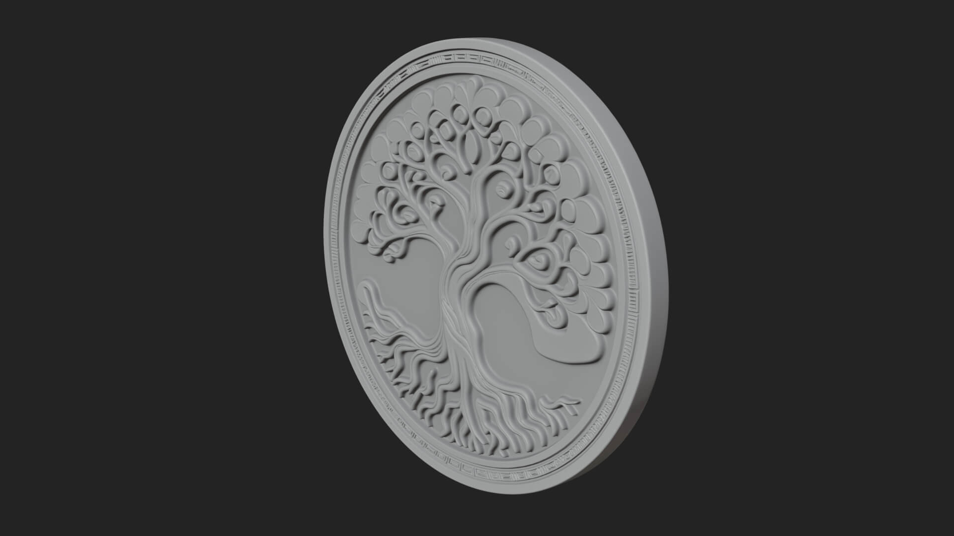 Tree of Life Oval Plaque Design 6 3D Print Model 3D Model