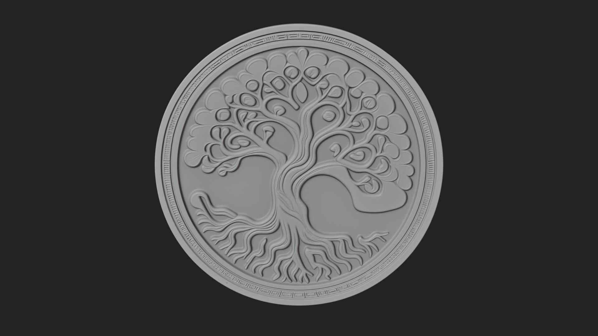 Tree of Life Oval Plaque Design 6 3D Print Model 3D Model