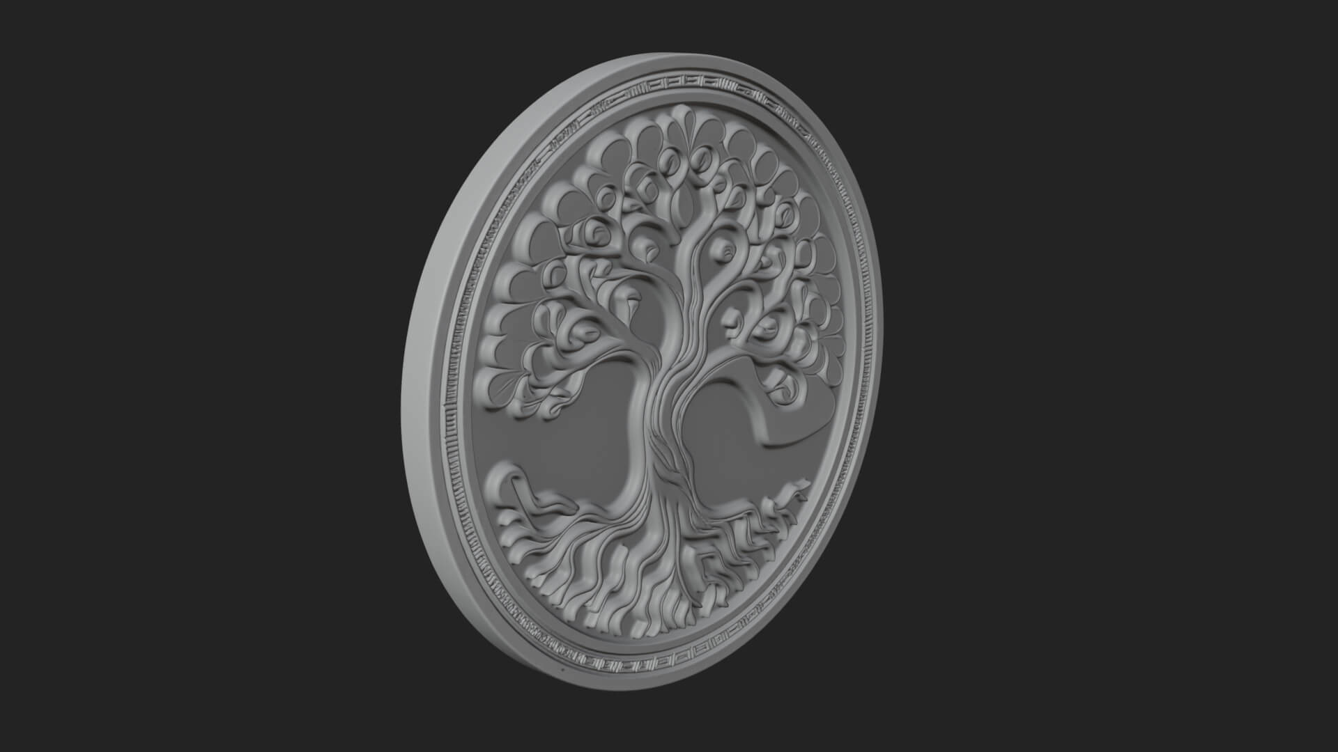 Tree of Life Oval Plaque Design 6 3D Print Model 3D Model