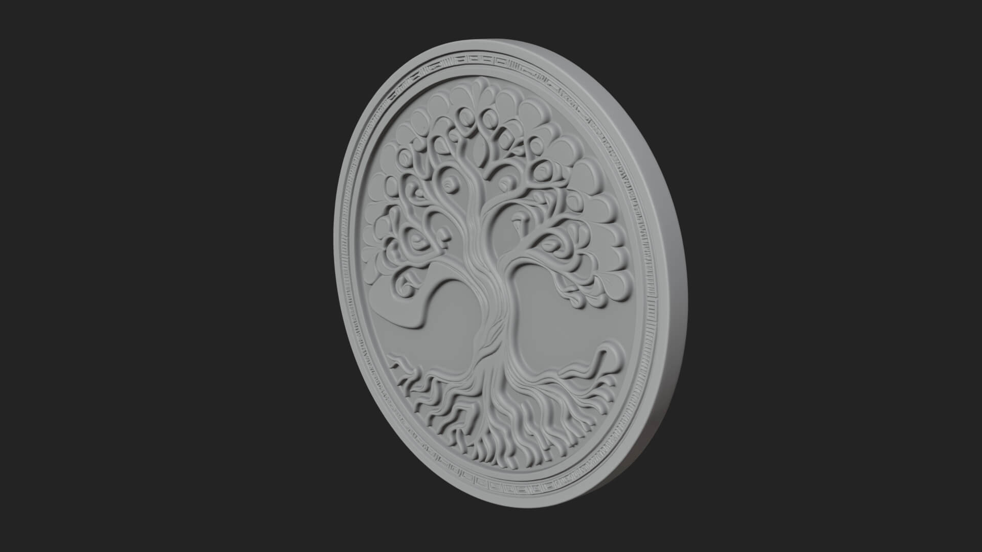 Tree of Life Oval Plaque Design 6 3D Print Model 3D Model