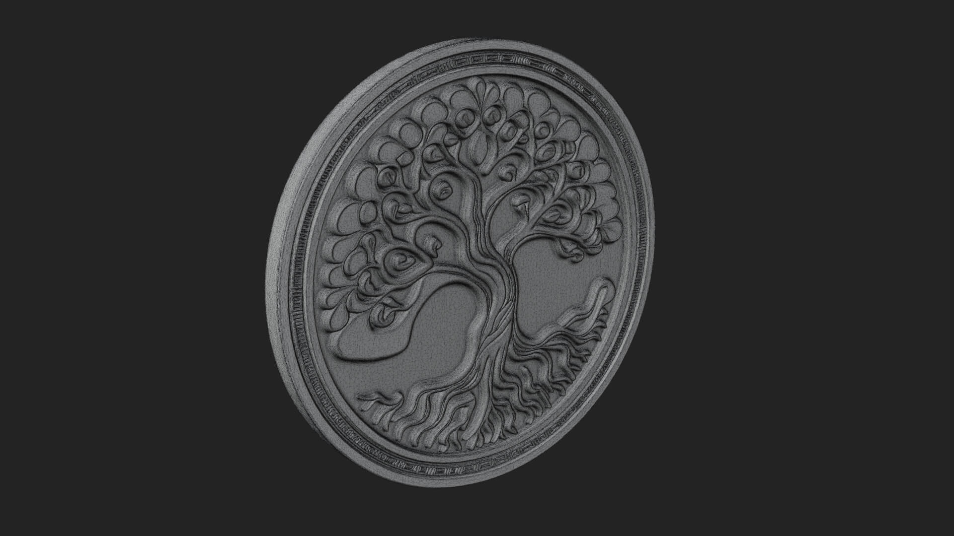 Tree of Life Oval Plaque Design 6 3D Print Model 3D Model