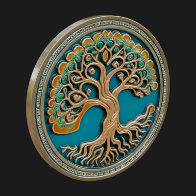 Tree of Life Oval Plaque Design 6 3D Print Model