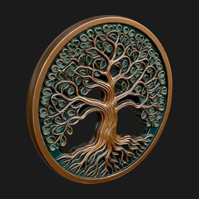 Tree of Life Oval Plaque Design 7 3D Print Model