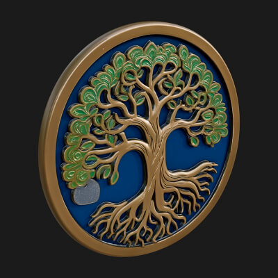 Tree of Life Oval Plaque Design 8 3D Print Model