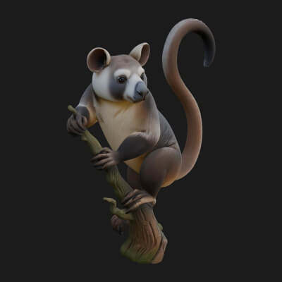 Tree Possum Statue Design 2 3D Print Model