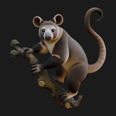 Tree Possum Statue Design 4 3D Print Model