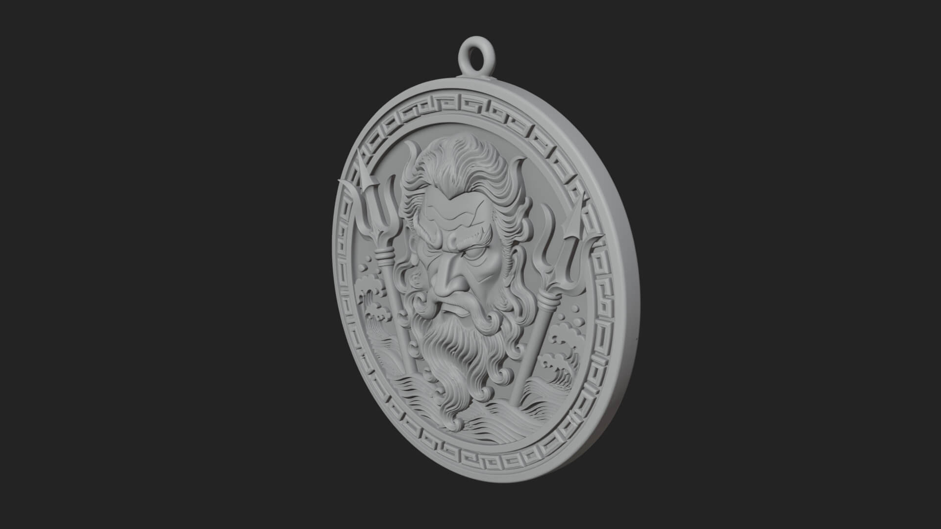 Trident Sea God Oval Plaque Design 4 3D Print Model 3D Model