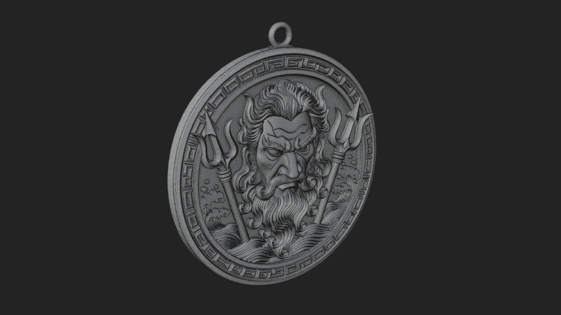 Trident Sea God Oval Plaque Design 4 3D Print Model 3D Model