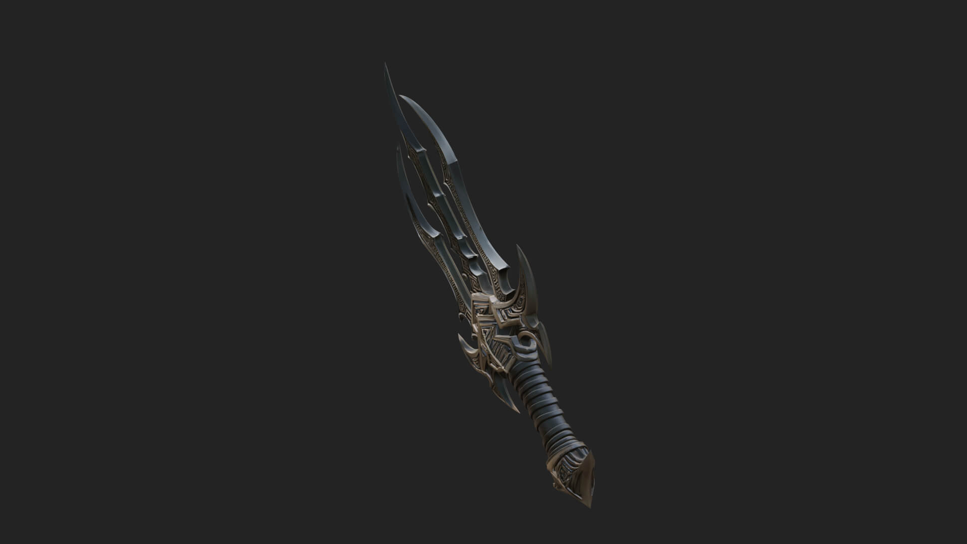 Triple Blade Fantasy Dagger Model Design 1 3D Print Model 3D Model