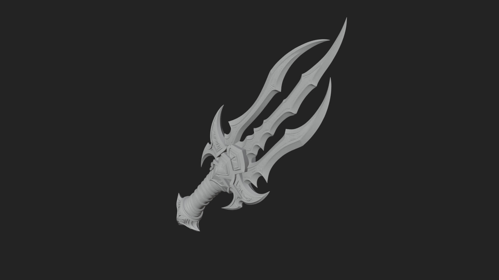 Triple Blade Fantasy Dagger Model Design 1 3D Print Model 3D Model