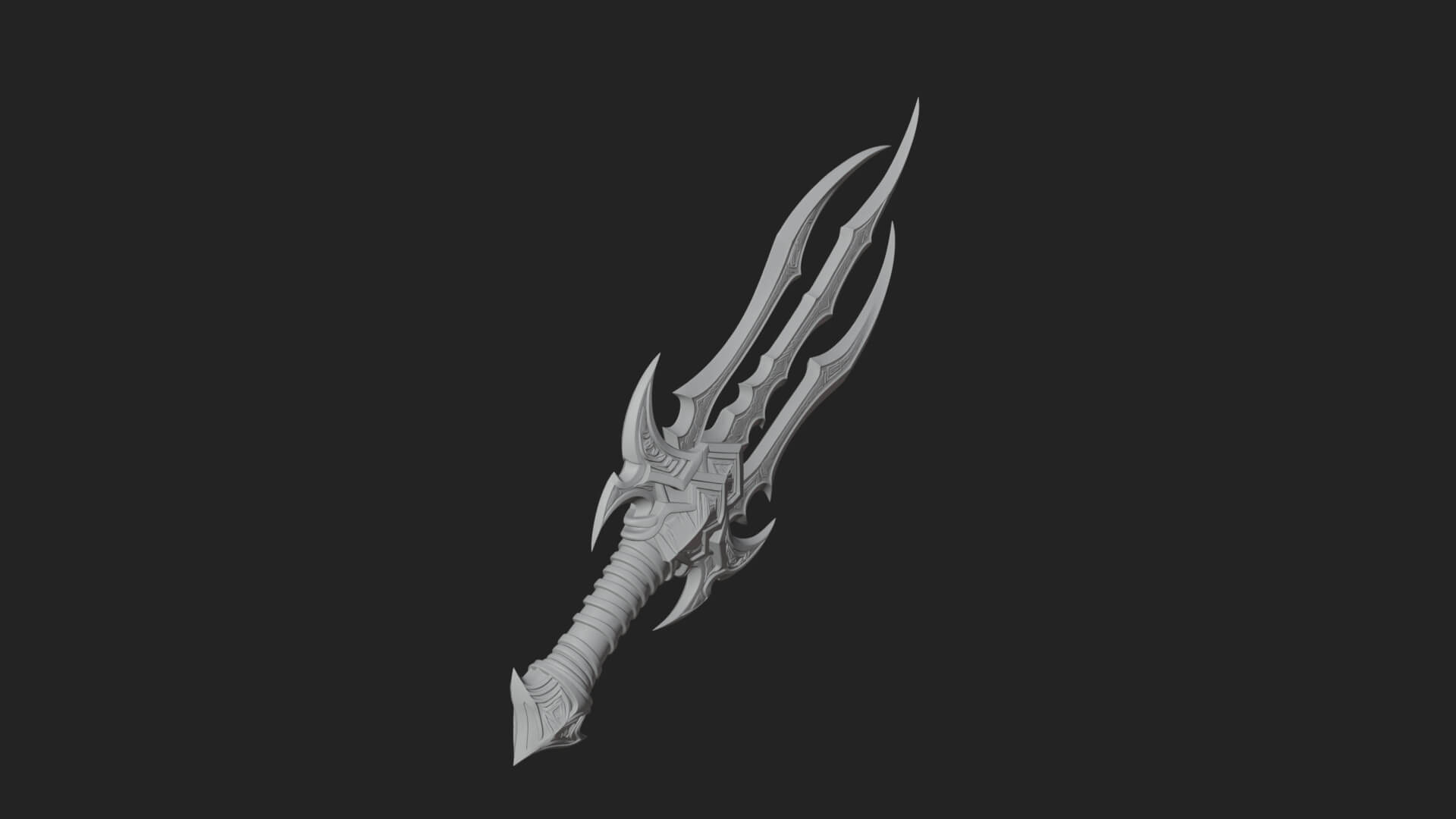 Triple Blade Fantasy Dagger Model Design 1 3D Print Model 3D Model