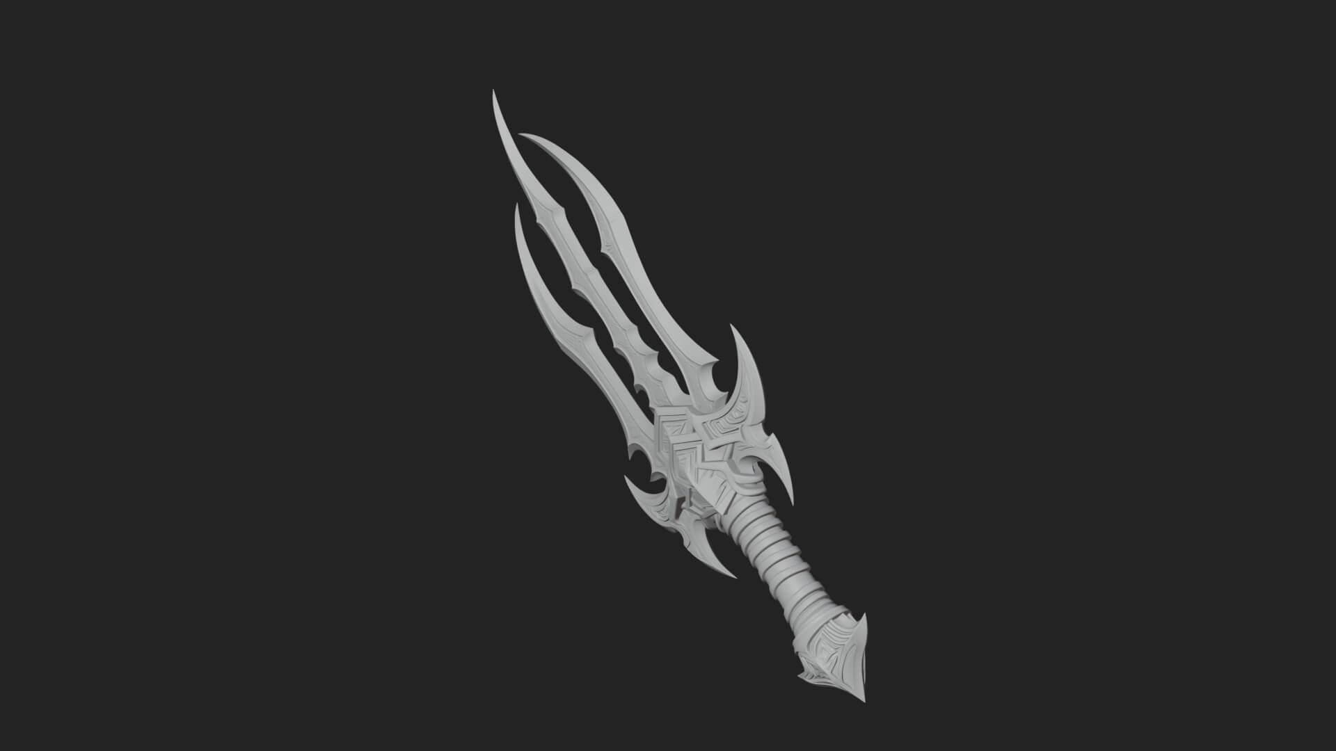 Triple Blade Fantasy Dagger Model Design 1 3D Print Model 3D Model