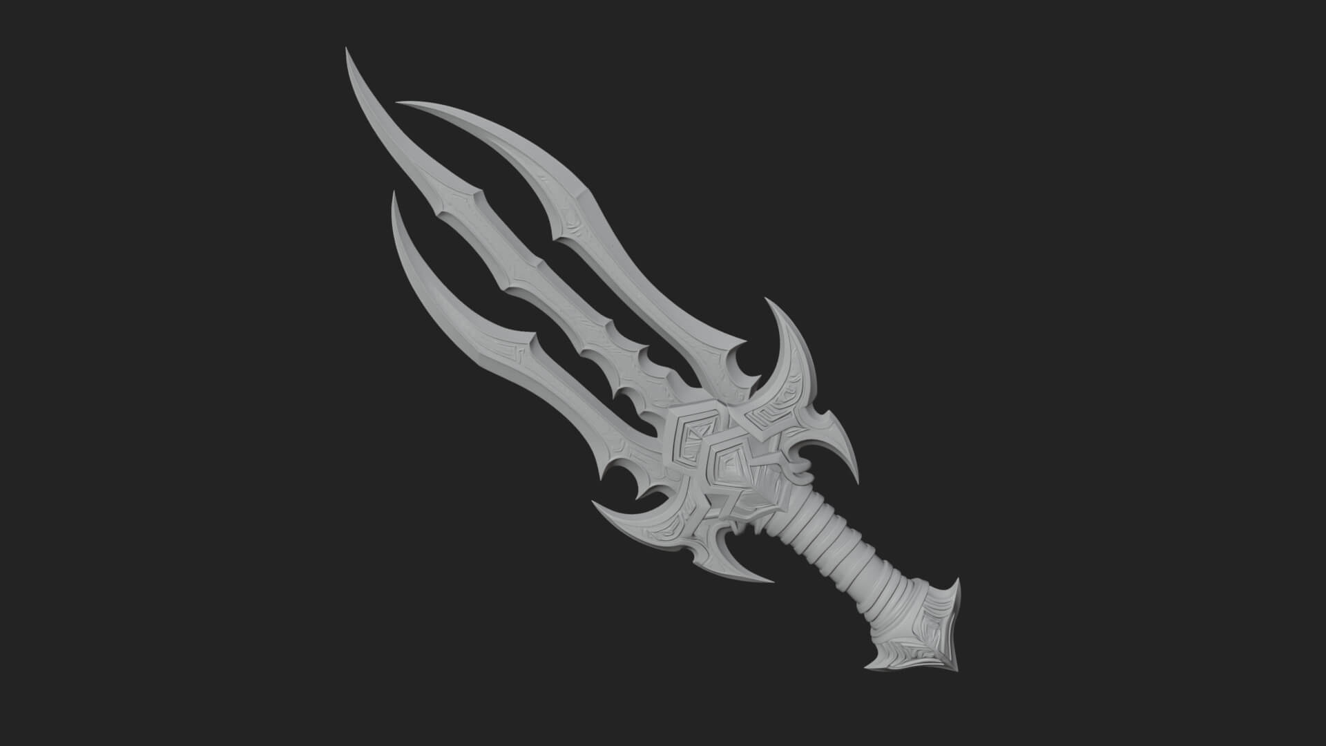 Triple Blade Fantasy Dagger Model Design 1 3D Print Model 3D Model