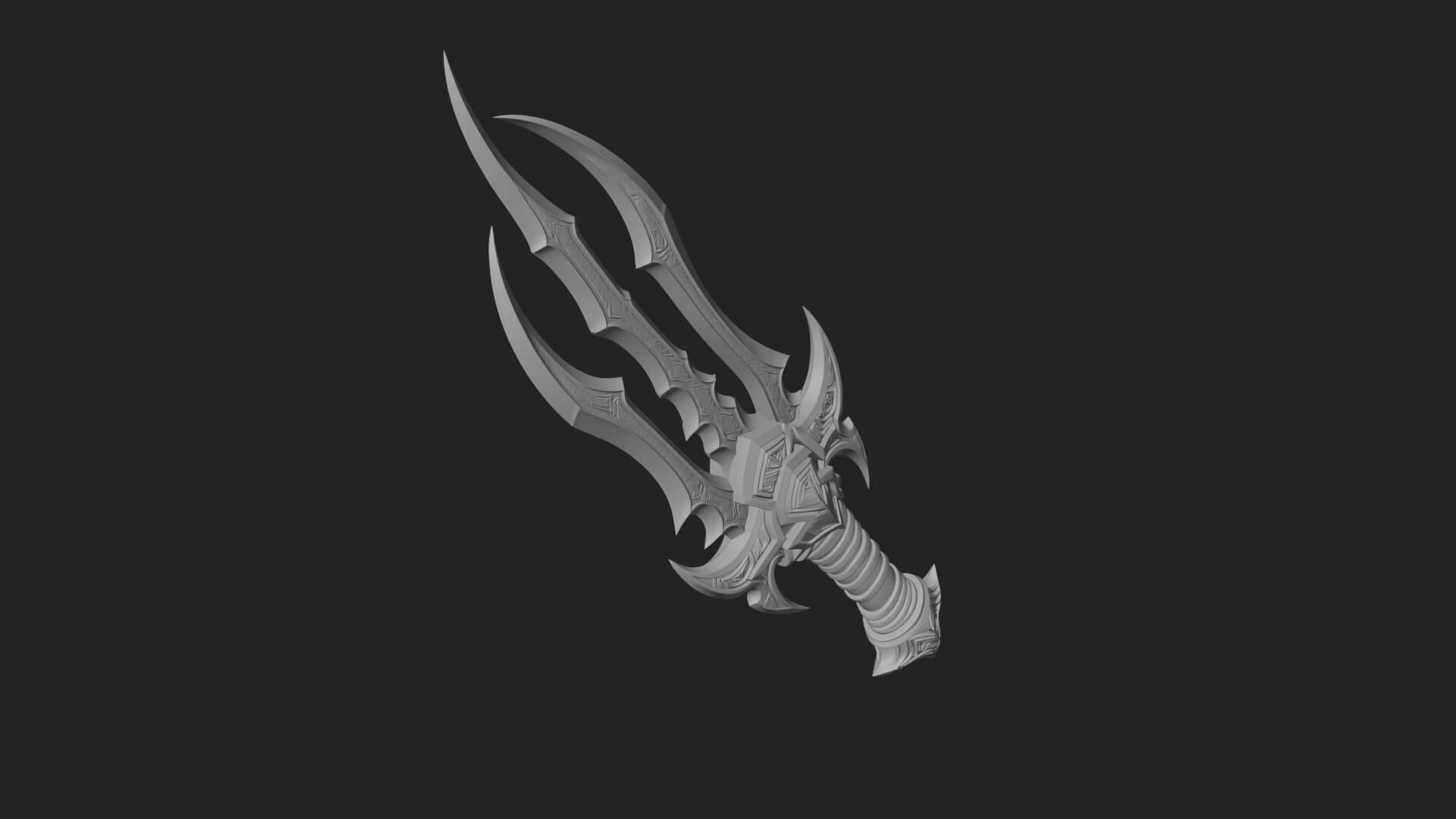 Triple Blade Fantasy Dagger Model Design 1 3D Print Model 3D Model