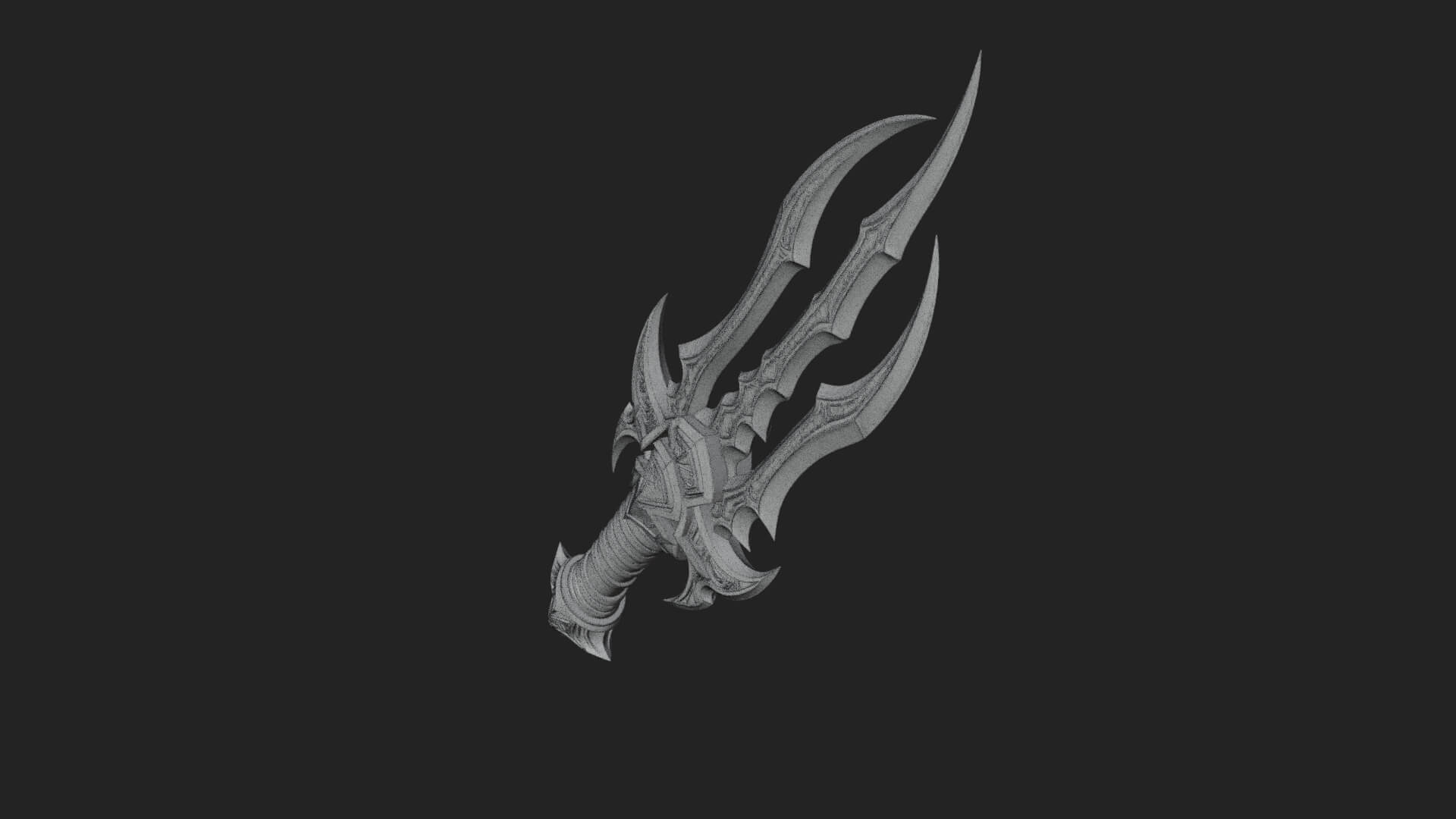 Triple Blade Fantasy Dagger Model Design 1 3D Print Model 3D Model