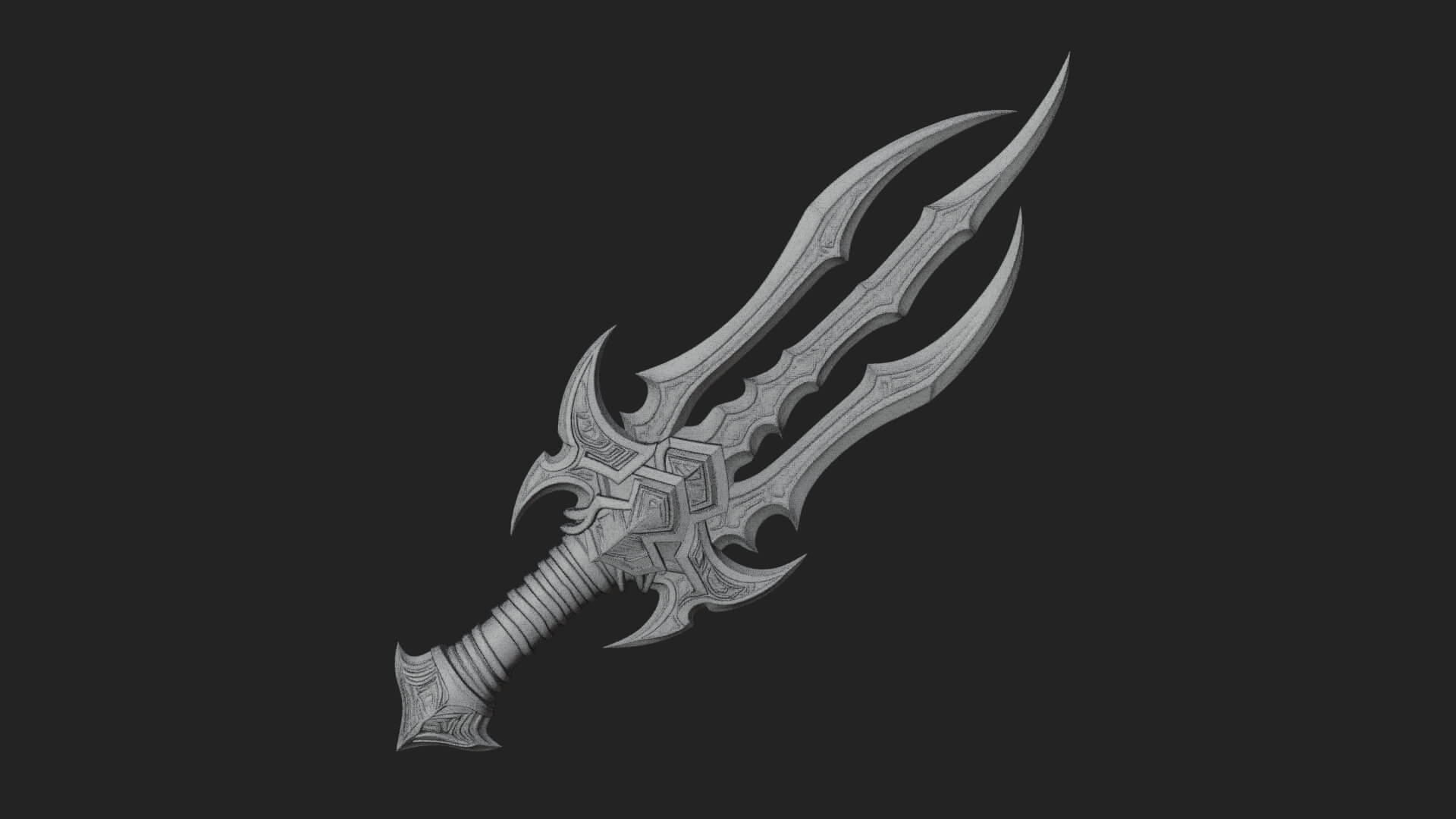 Triple Blade Fantasy Dagger Model Design 1 3D Print Model 3D Model