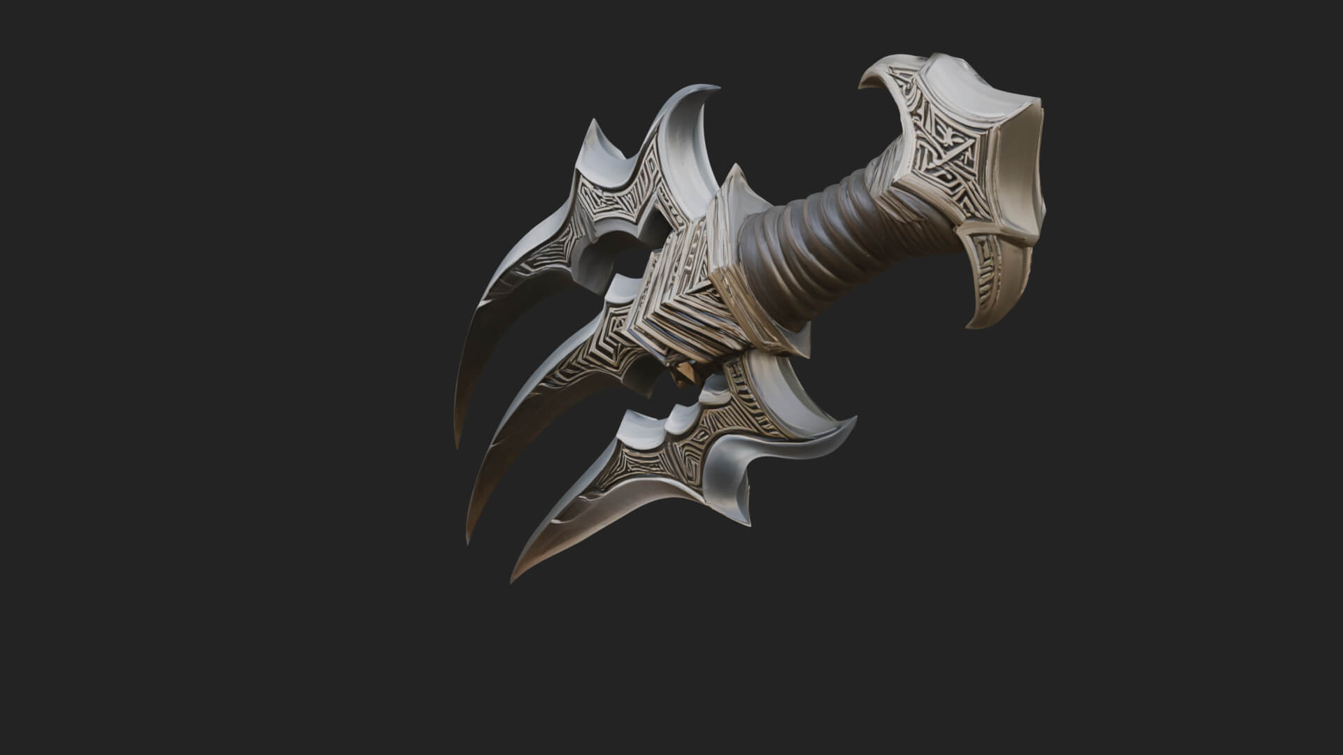 Triple Blade Fantasy Dagger Model Design 3 3D Print Model 3D Model