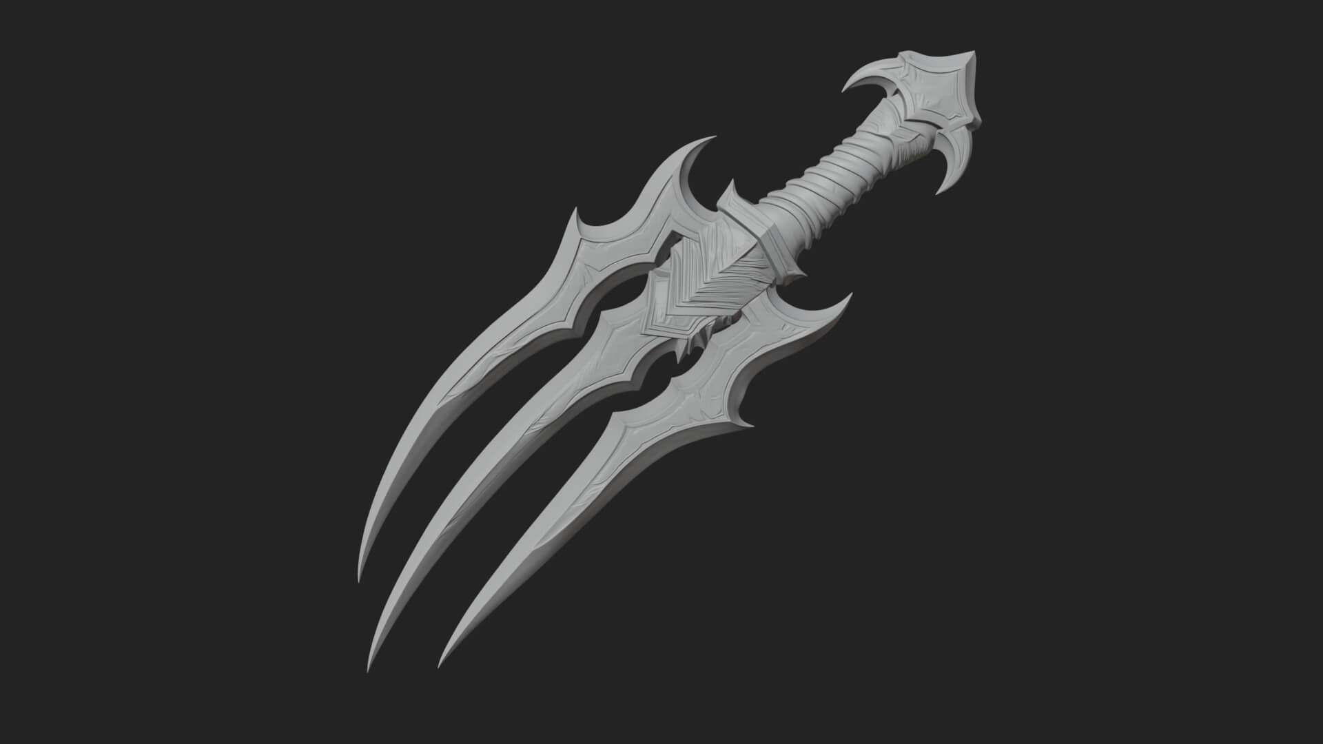 Triple Blade Fantasy Dagger Model Design 3 3D Print Model 3D Model