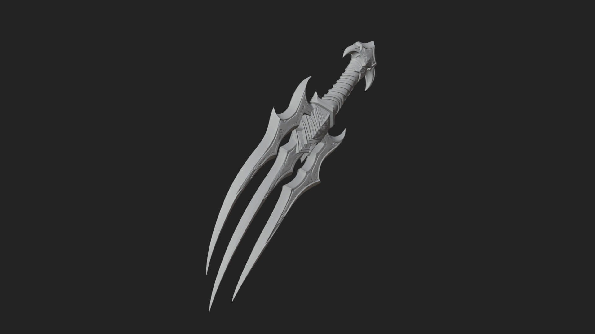 Triple Blade Fantasy Dagger Model Design 3 3D Print Model 3D Model