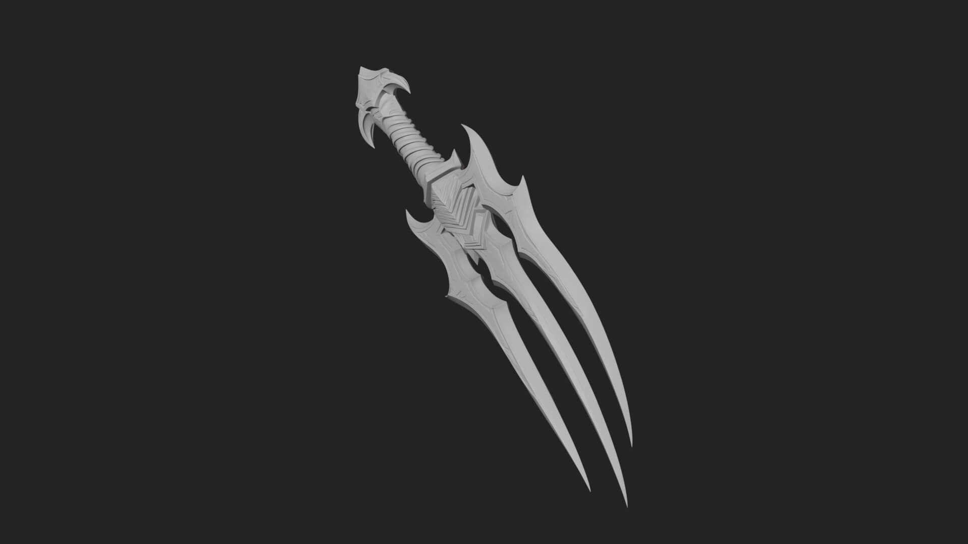 Triple Blade Fantasy Dagger Model Design 3 3D Print Model 3D Model