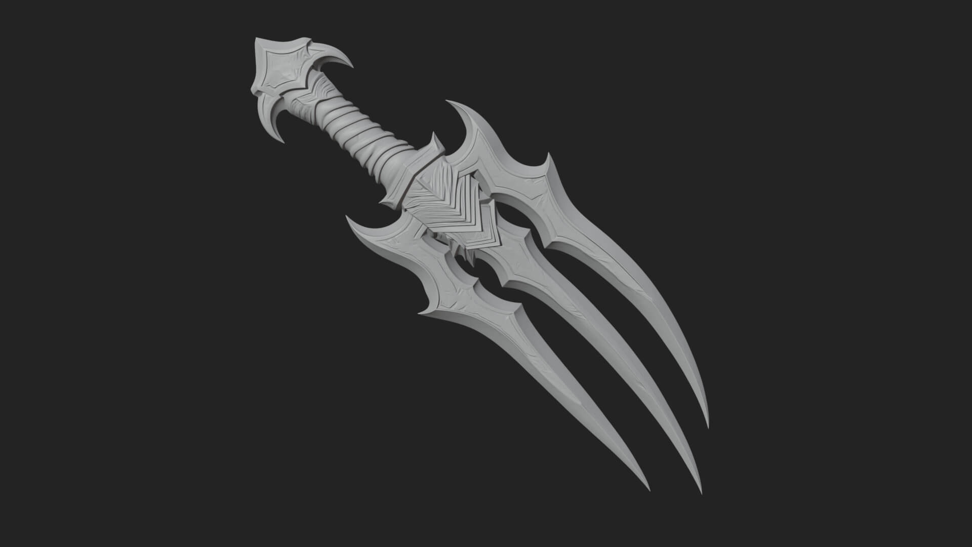 Triple Blade Fantasy Dagger Model Design 3 3D Print Model 3D Model