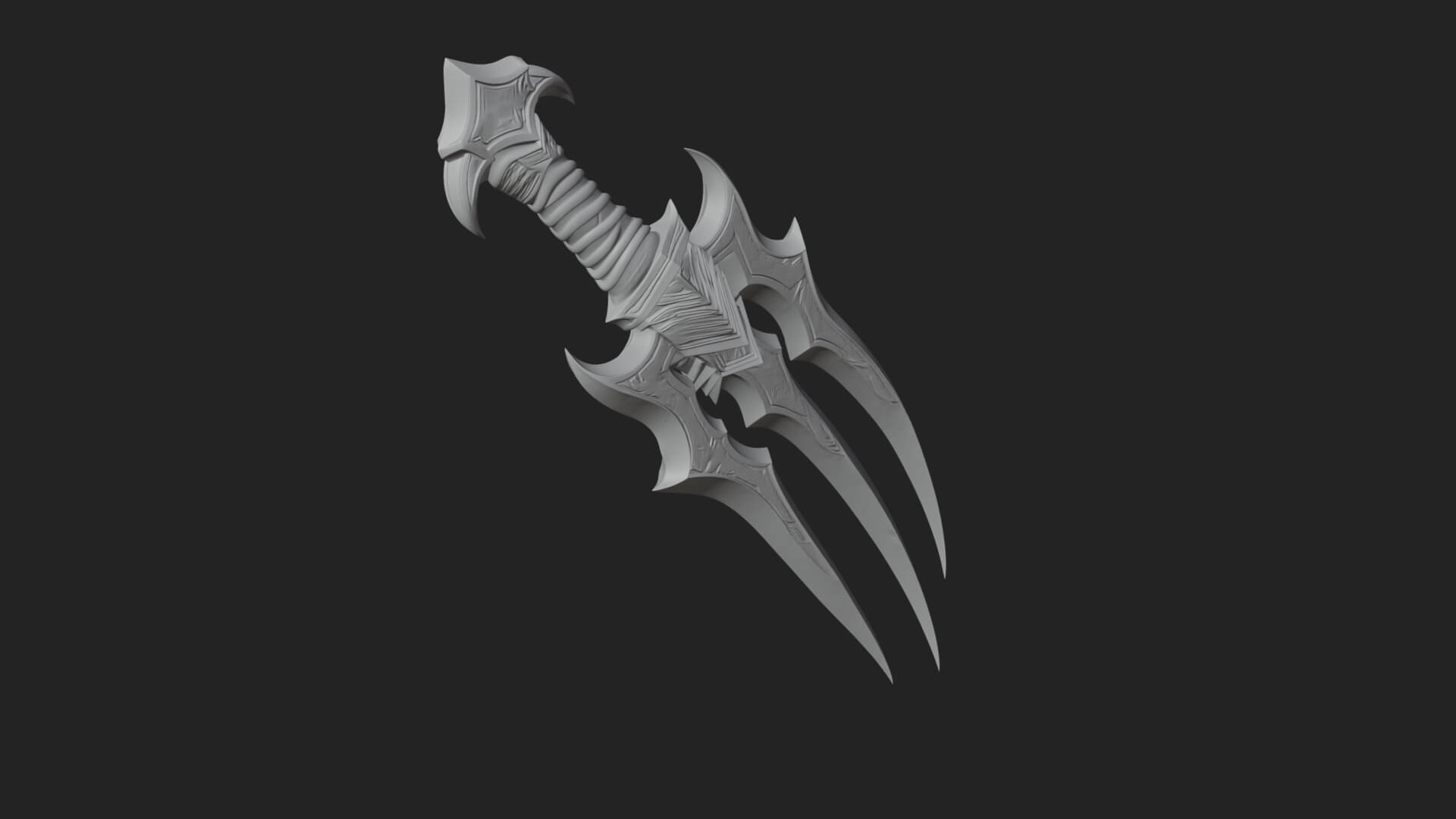 Triple Blade Fantasy Dagger Model Design 3 3D Print Model 3D Model