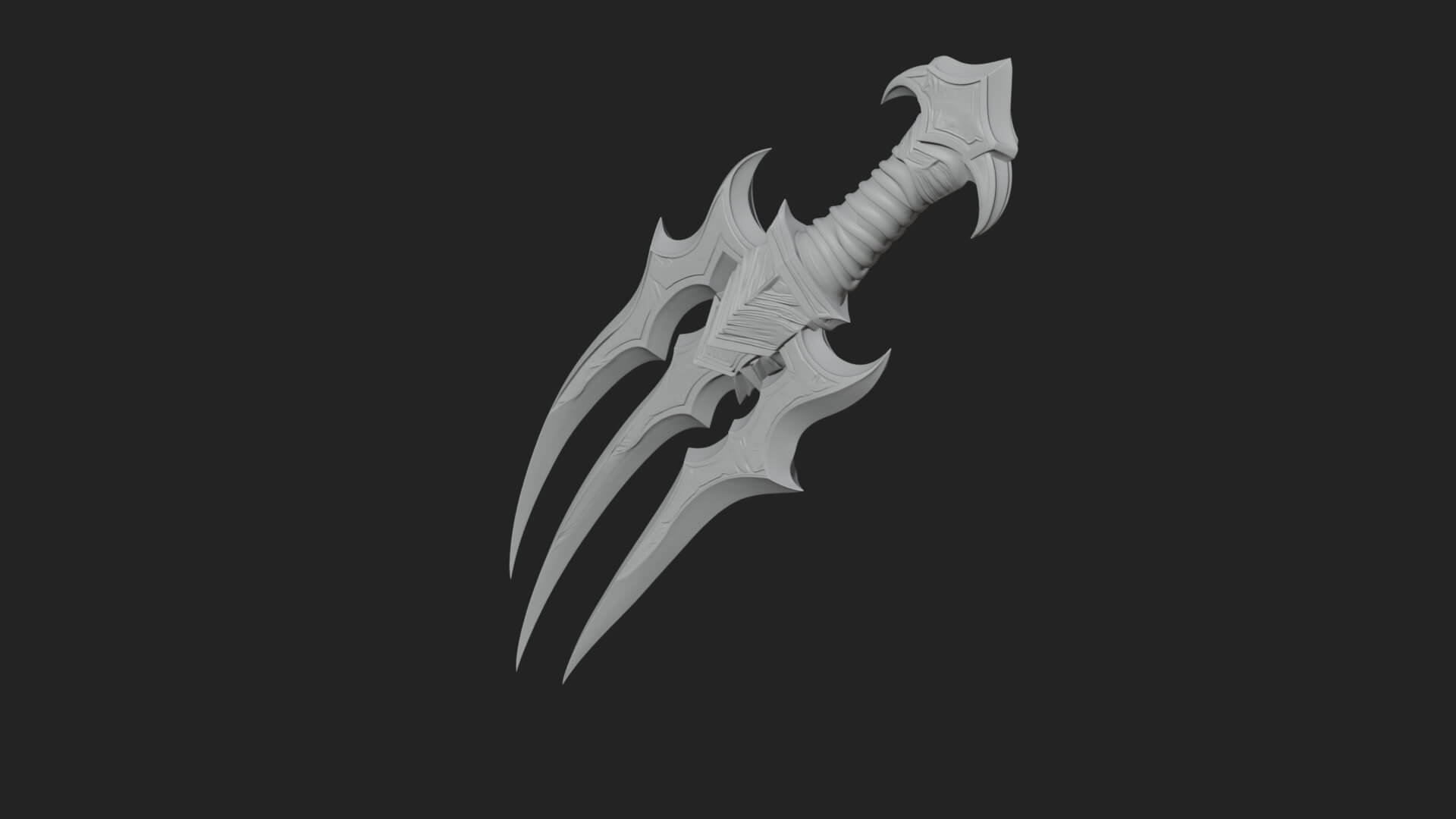 Triple Blade Fantasy Dagger Model Design 3 3D Print Model 3D Model