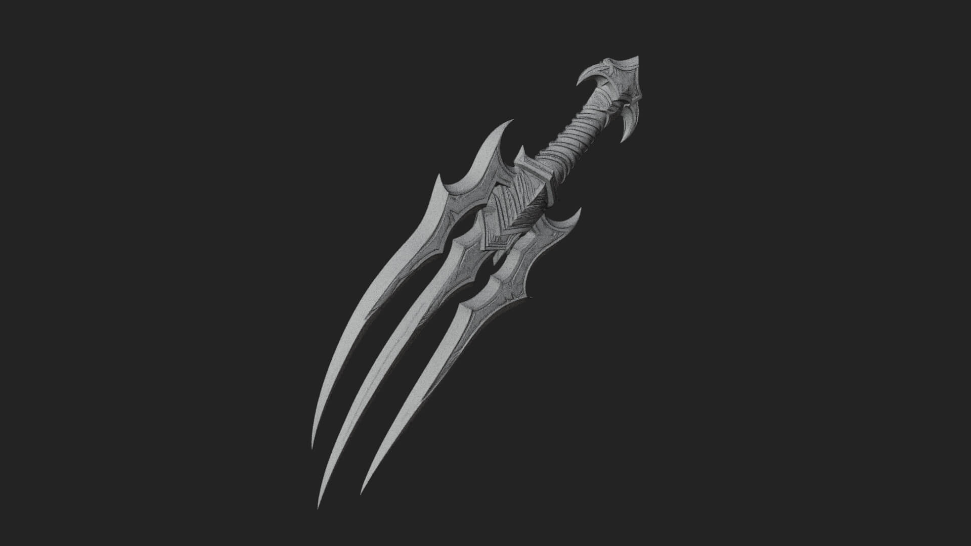 Triple Blade Fantasy Dagger Model Design 3 3D Print Model 3D Model