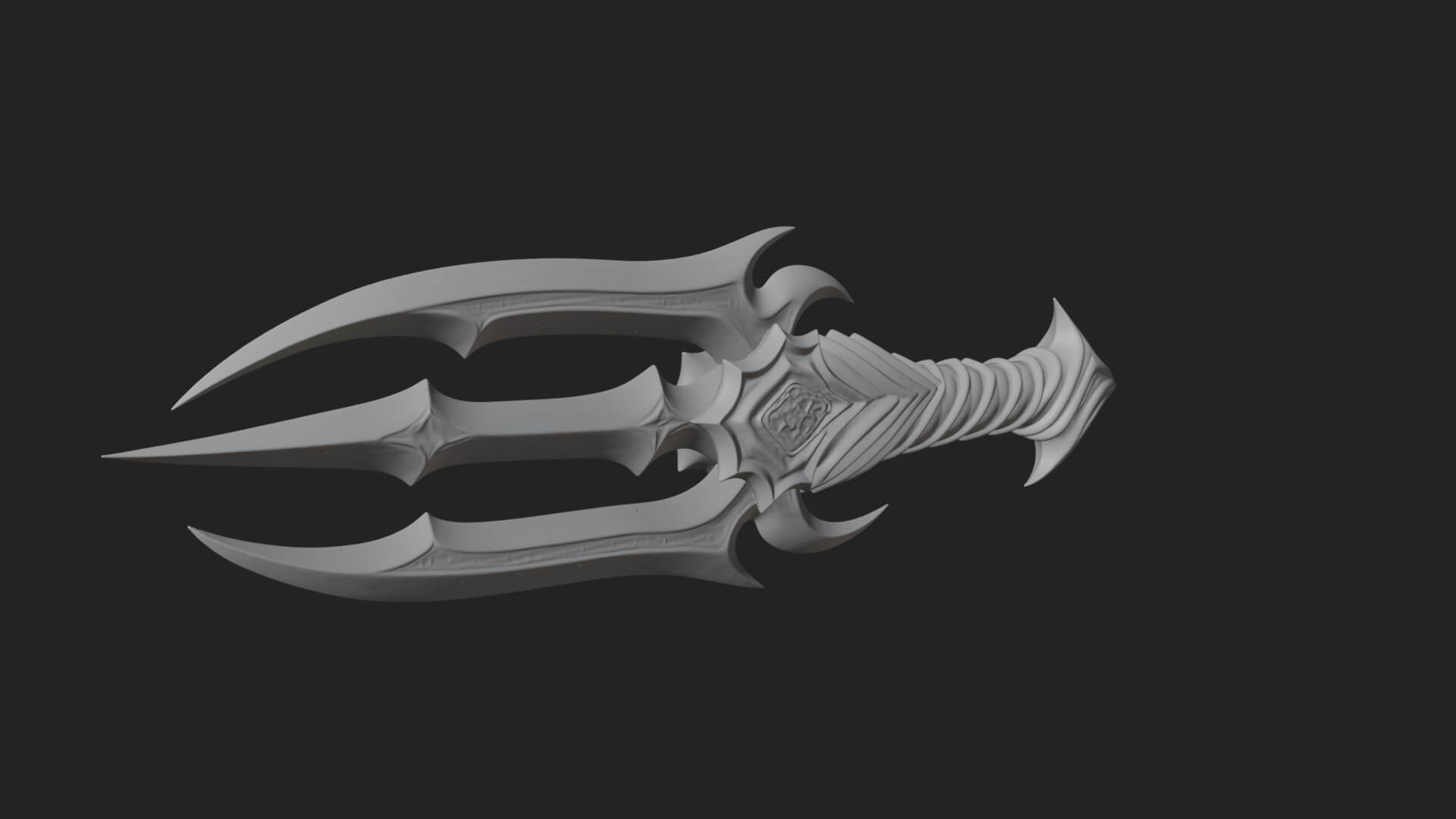Triple Blade Fantasy Dagger Model Design 4 3D Print Model 3D Model