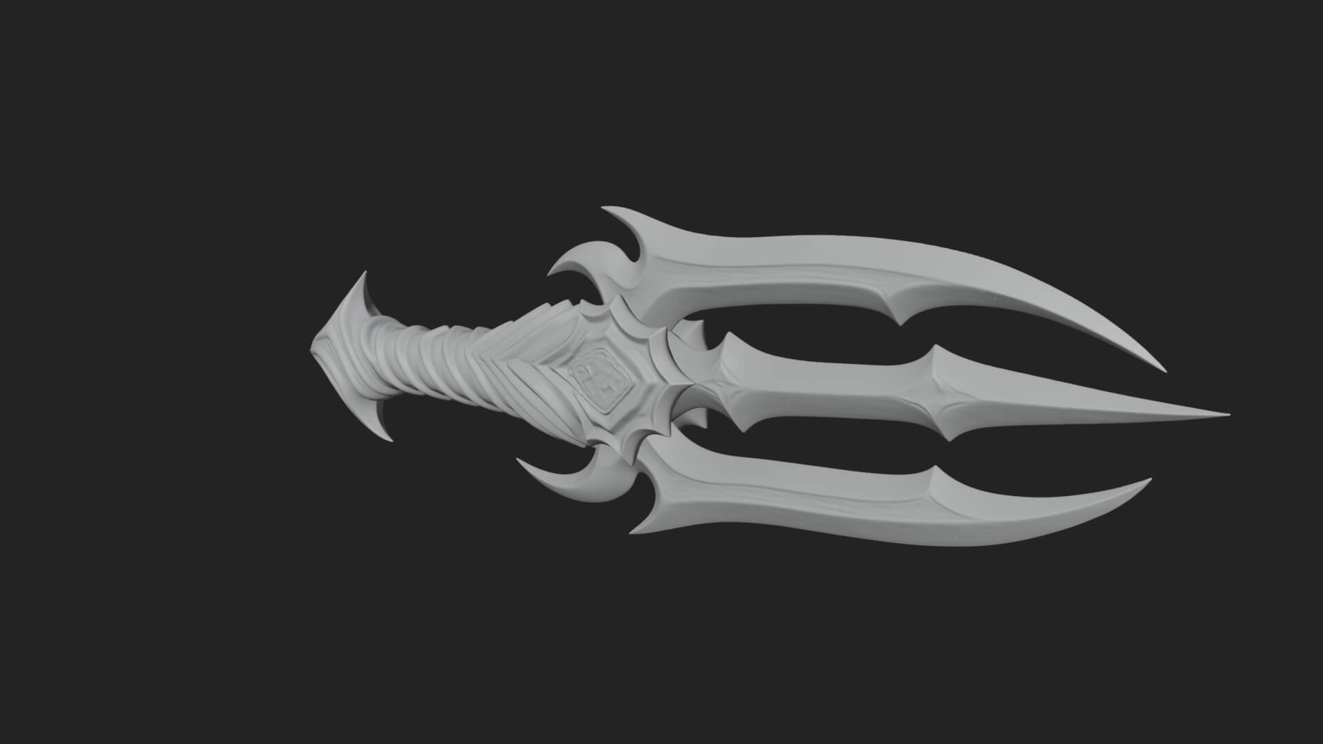 Triple Blade Fantasy Dagger Model Design 4 3D Print Model 3D Model