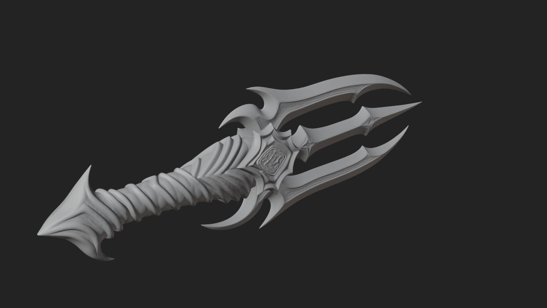 Triple Blade Fantasy Dagger Model Design 4 3D Print Model 3D Model