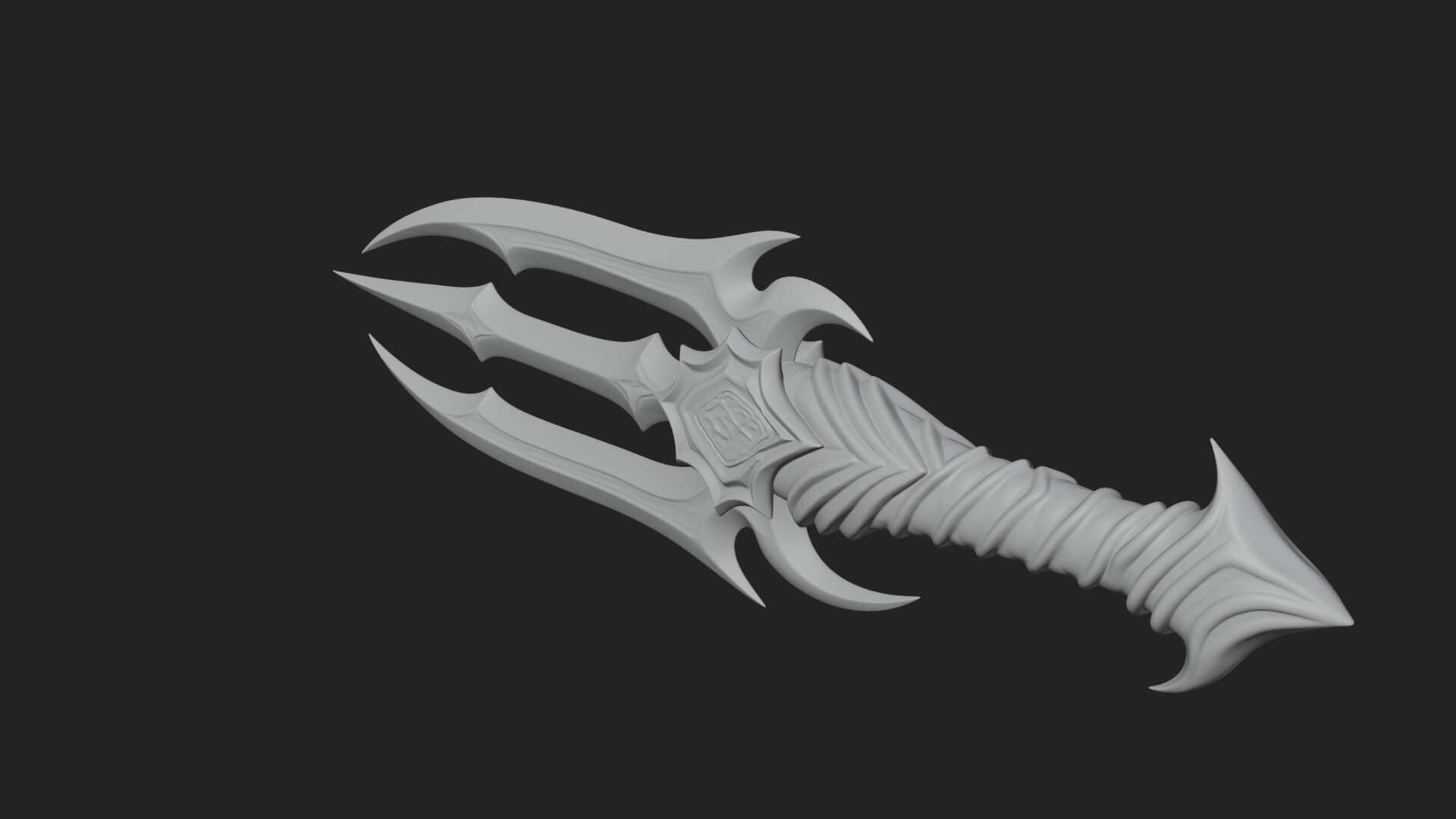 Triple Blade Fantasy Dagger Model Design 4 3D Print Model 3D Model
