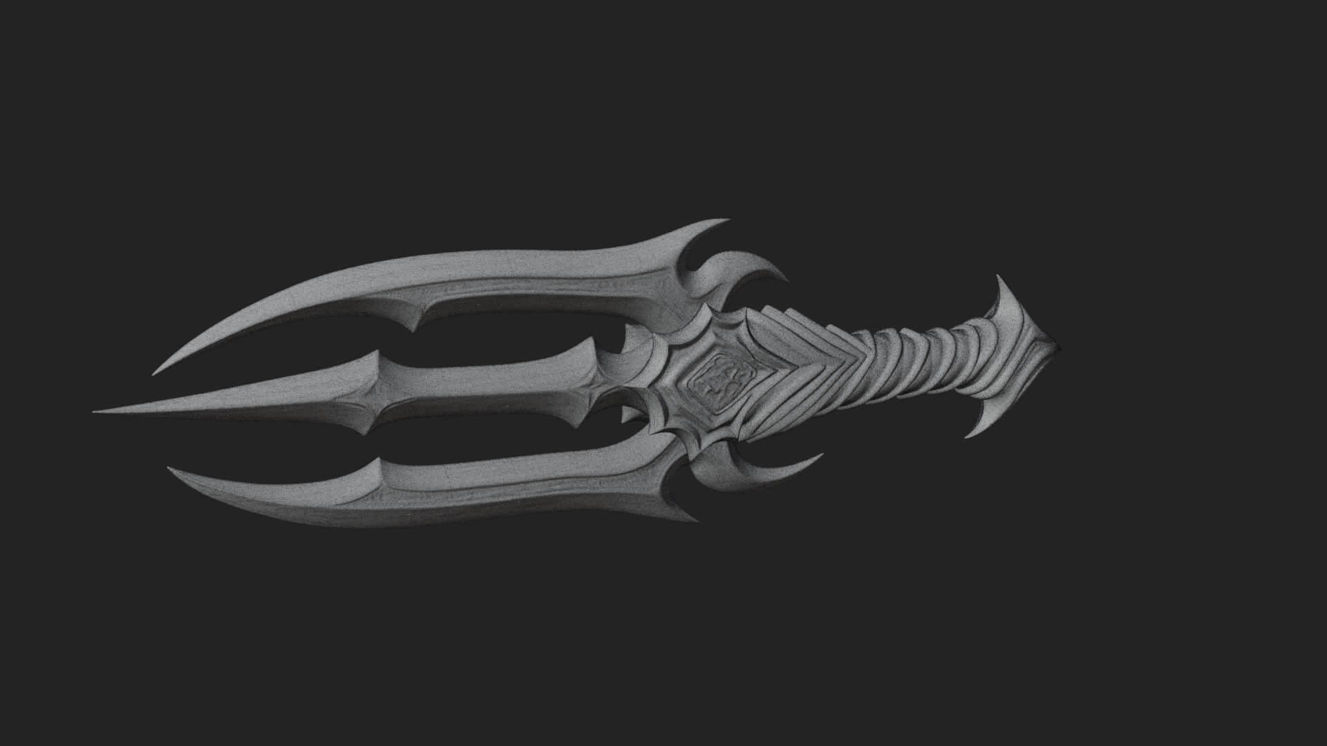 Triple Blade Fantasy Dagger Model Design 4 3D Print Model 3D Model
