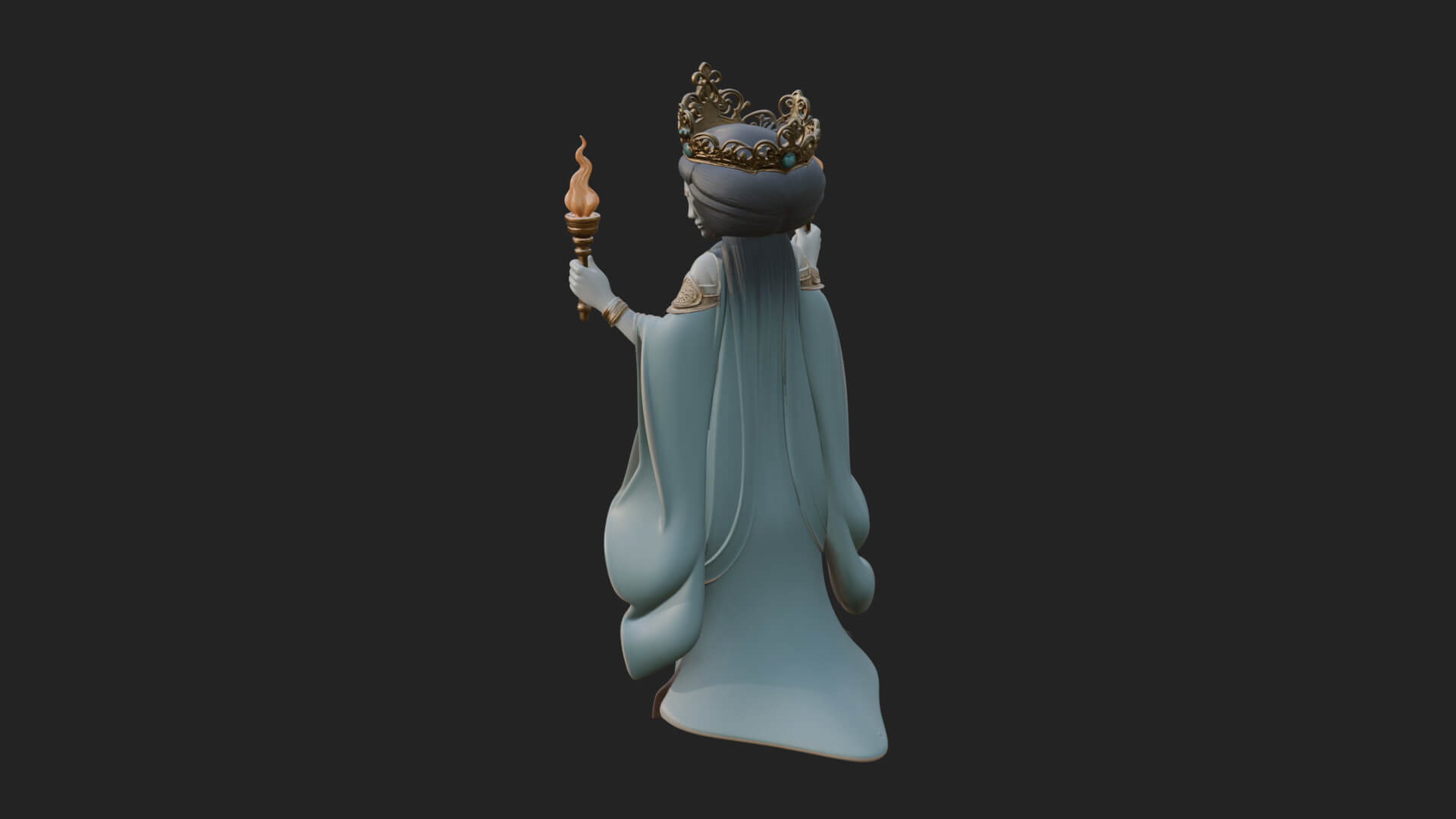 Triple Faced Torch Goddess Statue Design 1 3D Print Model 3D Model