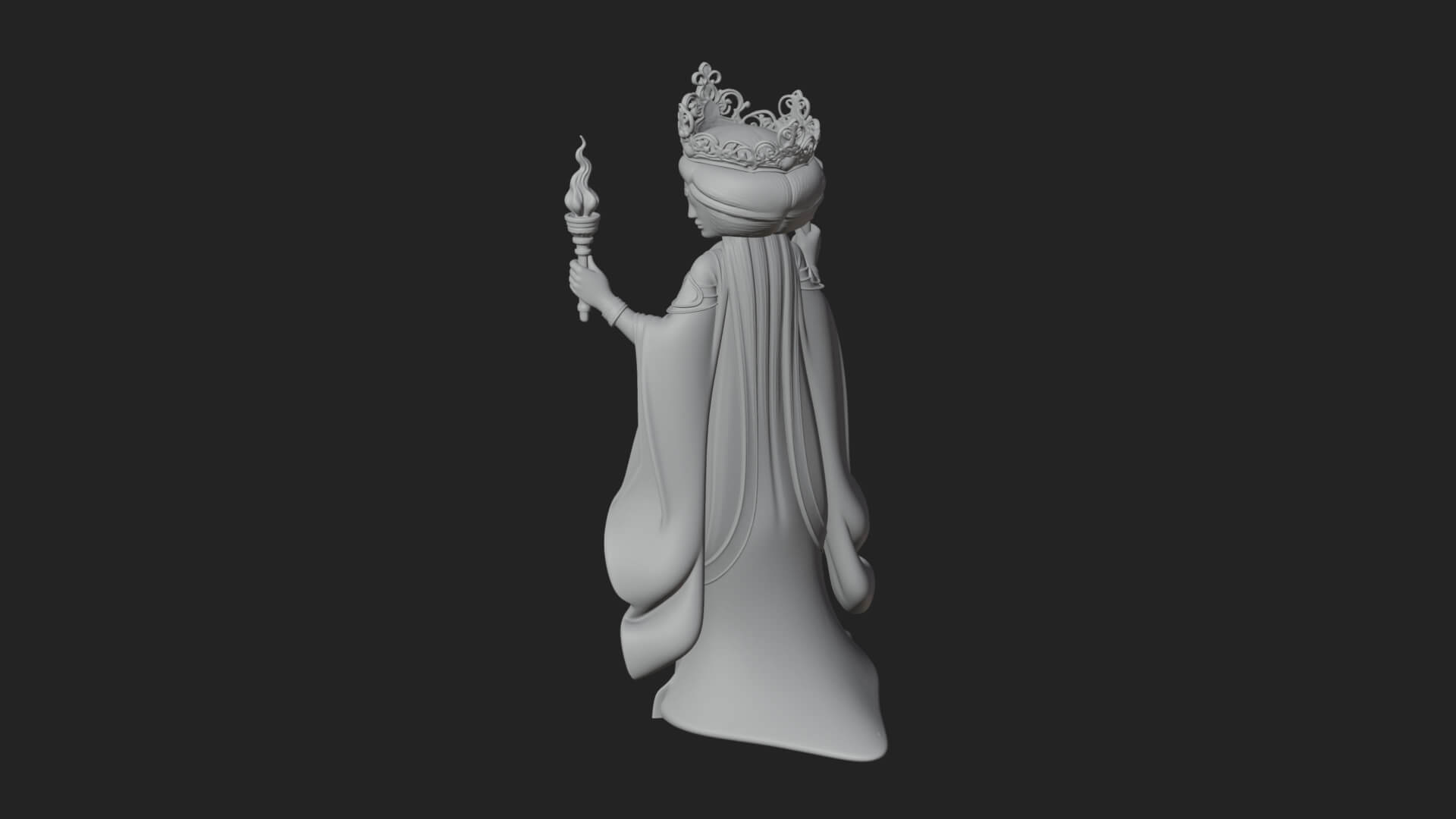 Triple Faced Torch Goddess Statue Design 1 3D Print Model 3D Model