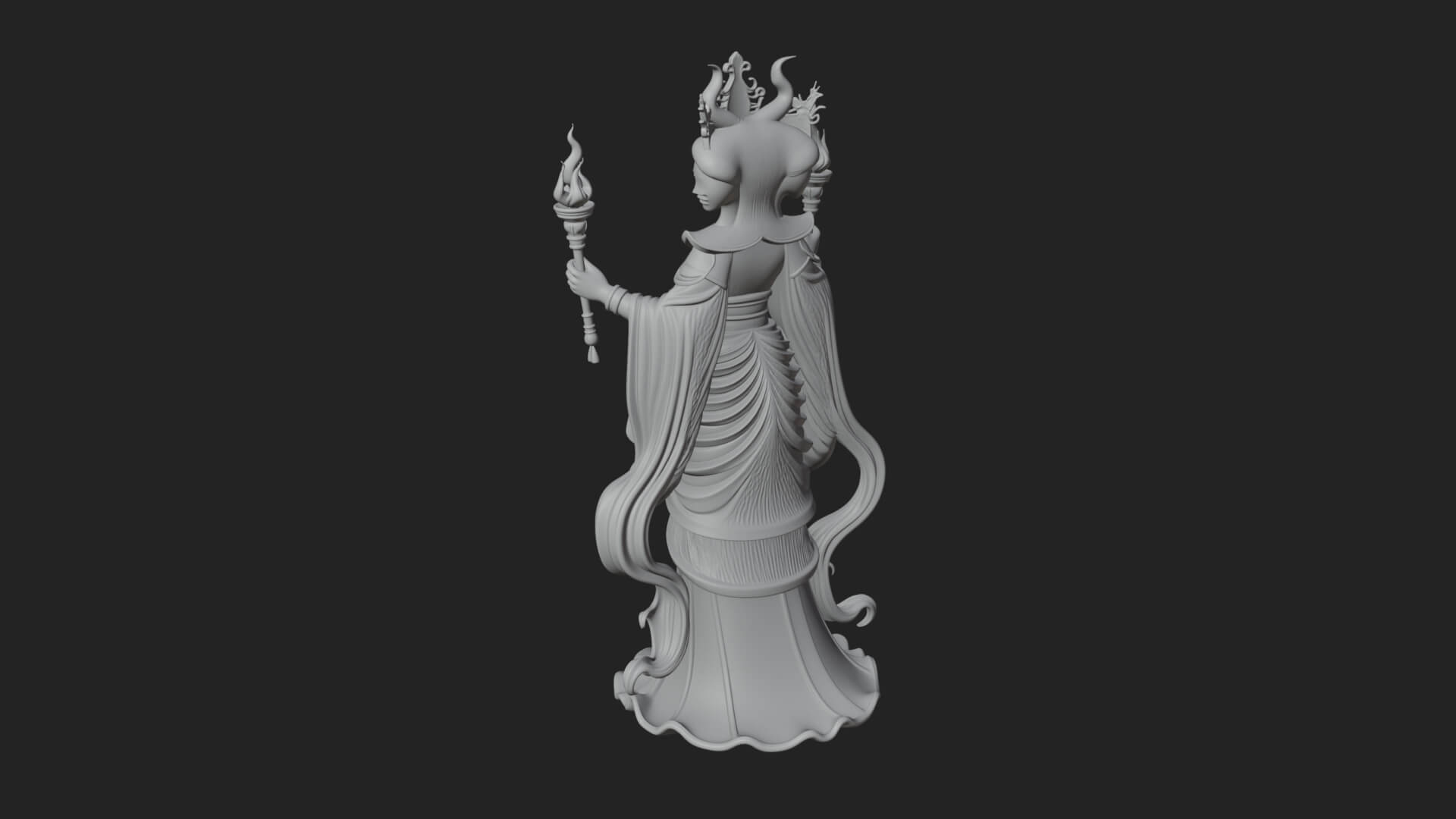 Triple Faced Torch Goddess Statue Design 3 3D Print Model 3D Model