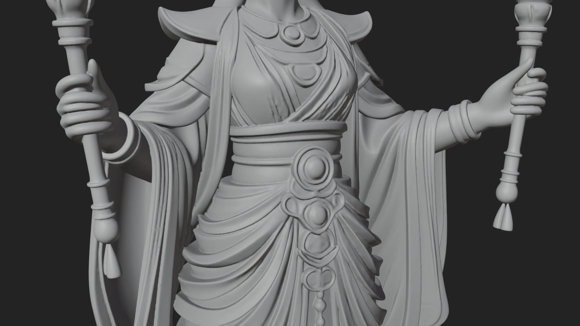 Triple Faced Torch Goddess Statue Design 3 3D Print Model 3D Model