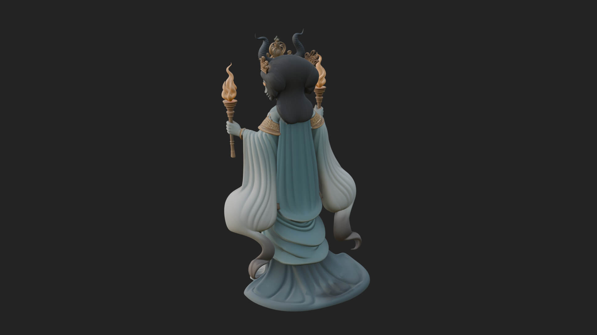 Triple Faced Torch Goddess Statue Design 4 3D Print Model 3D Model