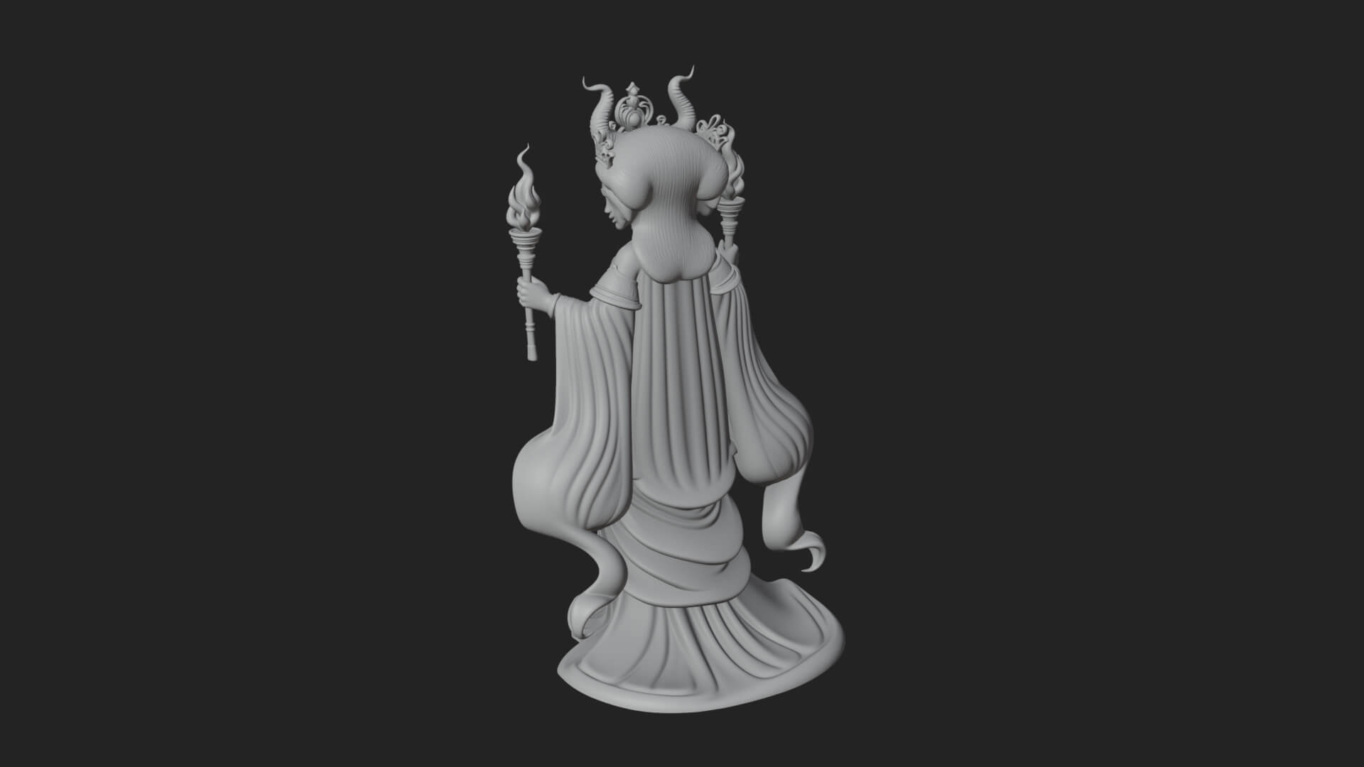 Triple Faced Torch Goddess Statue Design 4 3D Print Model 3D Model