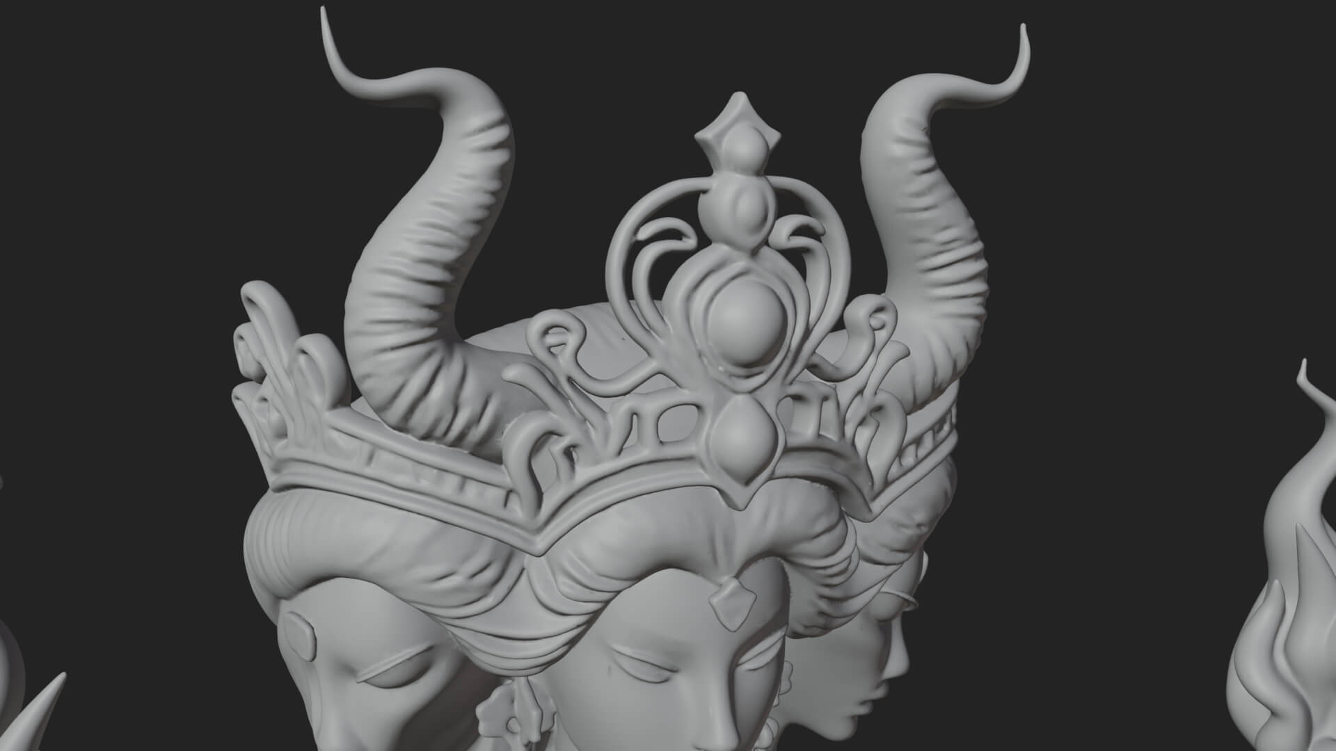 Triple Faced Torch Goddess Statue Design 4 3D Print Model 3D Model