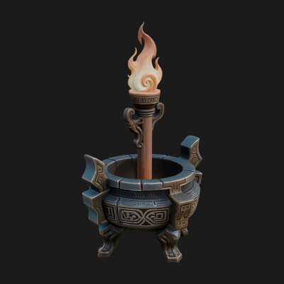 Tripod Brazier Torch Model Design 4 3D Print Model
