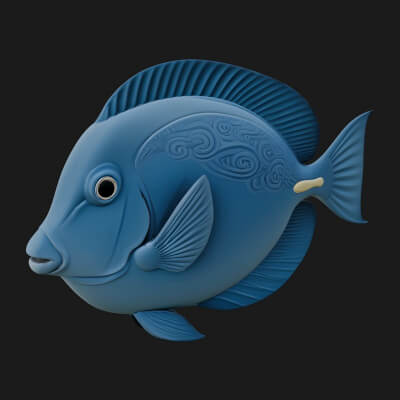 Tropical Fish Statue Design 1 3D Print Model