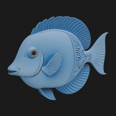 Tropical Fish Statue Design 2 3D Print Model