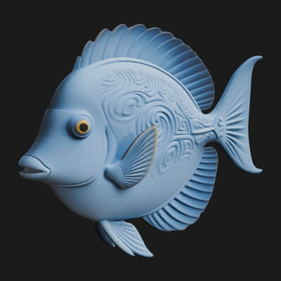 Tropical Fish Statue Design 4 3D Print Model