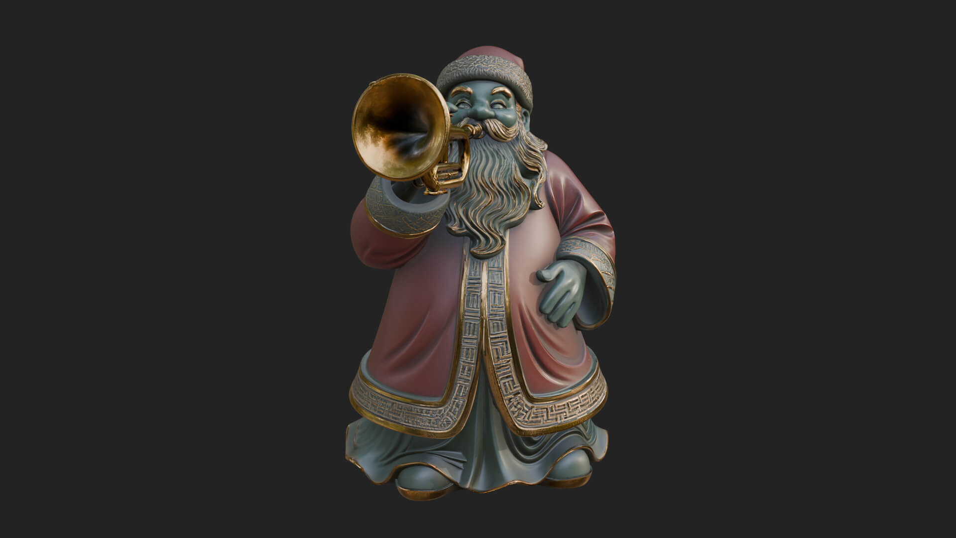 Trumpet Playing Santa Statue Design 1 3D Print Model 3D Model