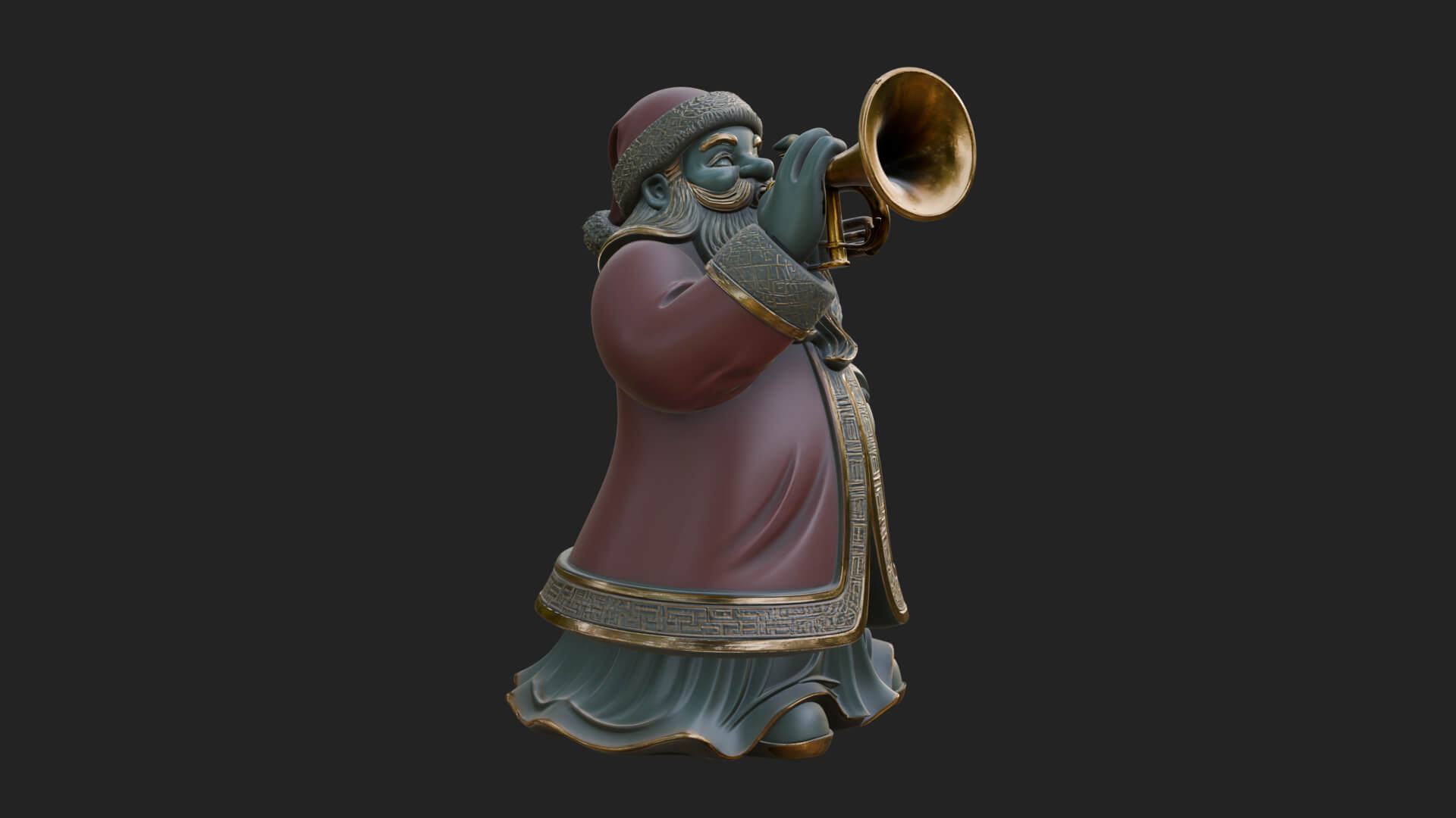 Trumpet Playing Santa Statue Design 1 3D Print Model 3D Model