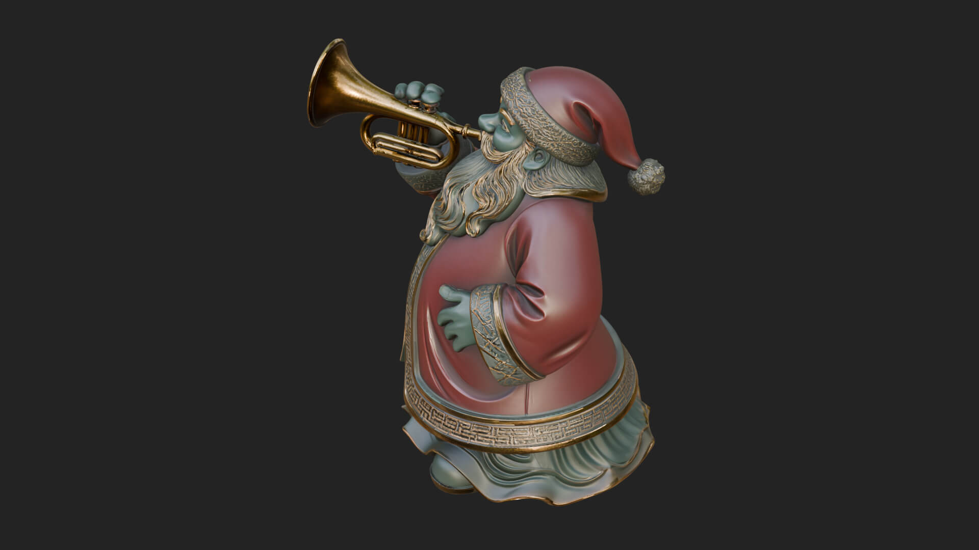 Trumpet Playing Santa Statue Design 1 3D Print Model 3D Model
