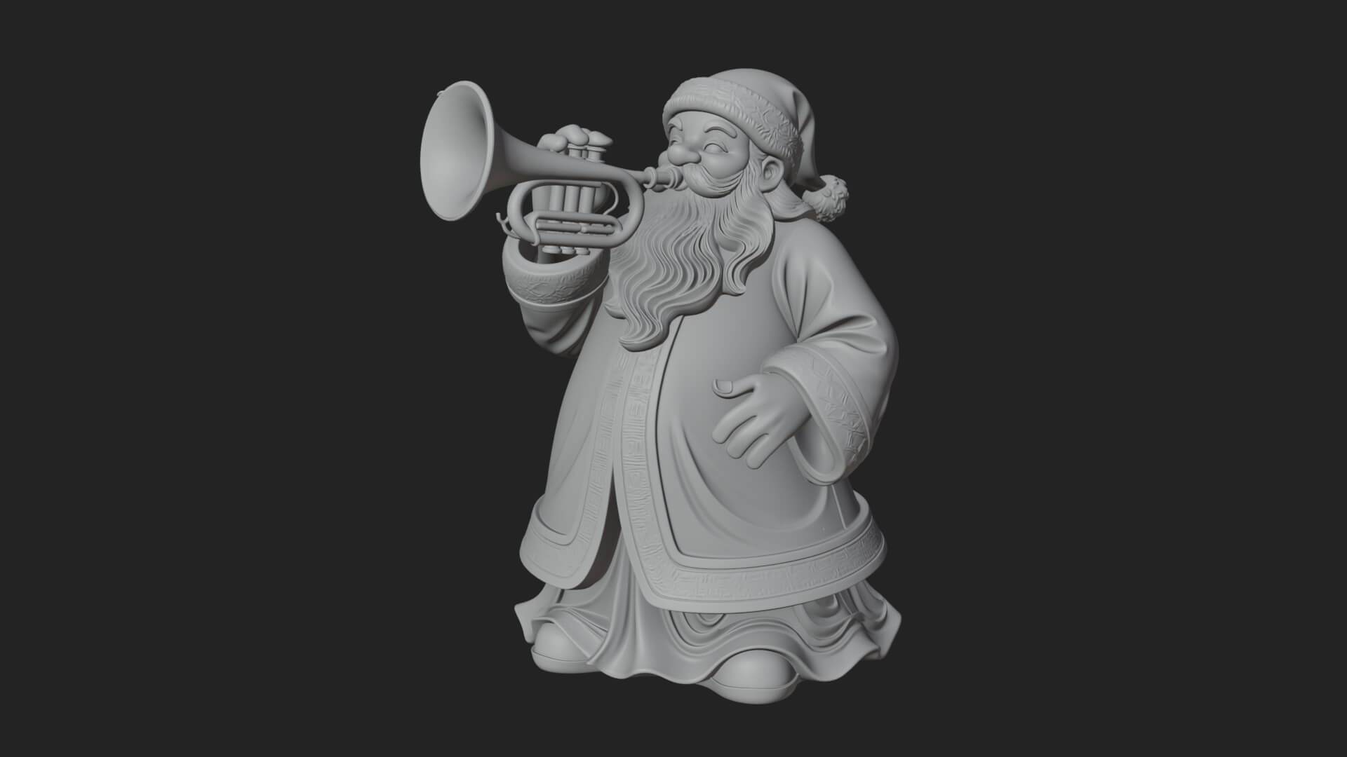 Trumpet Playing Santa Statue Design 1 3D Print Model 3D Model