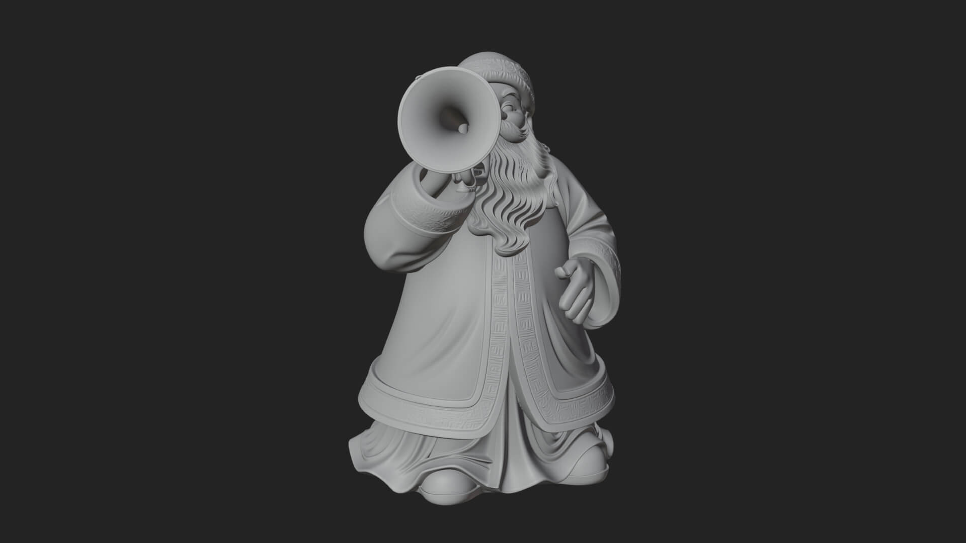 Trumpet Playing Santa Statue Design 1 3D Print Model 3D Model